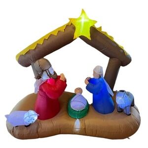 6.5Ft Tall Christmas Nativity Set Inflatable Outdoor Decoration, Blow up outside